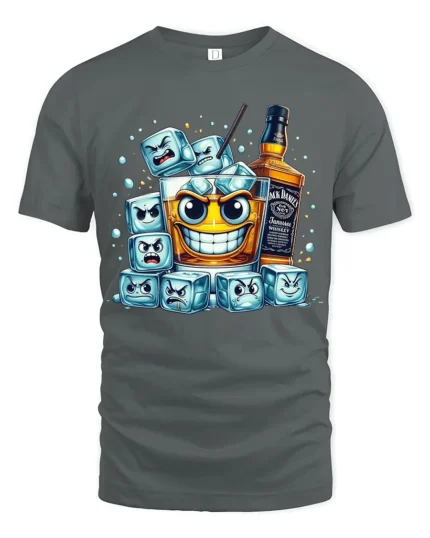 Whiskey Mood Funny Drink Ice Cube T-Shirt - gray t-shirt on white background