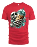 Skull Iced Coffee Funny Skeleton Drink T-Shirt - red t-shirt on white background