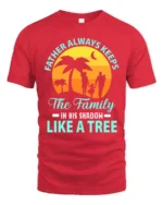 Father Like A Tree Strong Dad Family T-Shirt - red t-shirt on white background