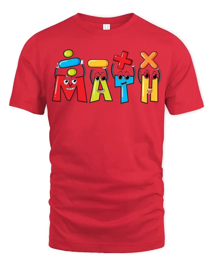 Funny Math Symbols Cool Teacher Student T-Shirt - red t-shirt on white background