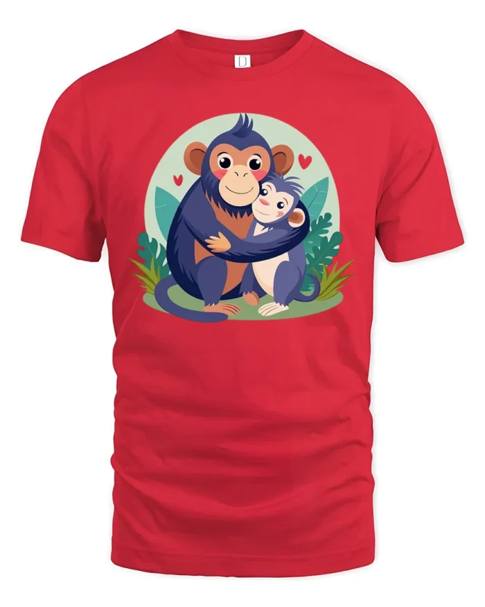 Papa Monkey Hug Sweet Father’s Day T-Shirt Gift - red t-shirt on white background