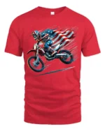 American MX Rider T-Shirt Dirt Bike Flag Tee - red t-shirt on white background