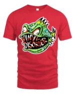 Vinyl Disorder Fish Funny Angry Fish T-Shirt - red t-shirt on white background