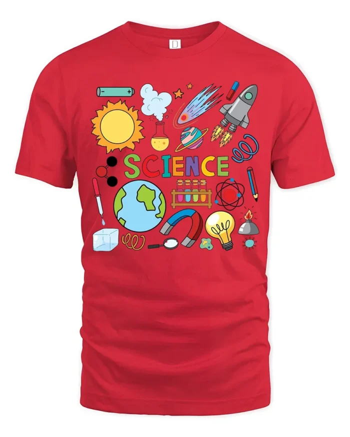 Science Fun Cool STEM Learning T-Shirt Gift - red t-shirt on white background