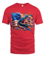 American Gator Tee Patriotic Alligator Flag T-Shirt - red t-shirt on white background