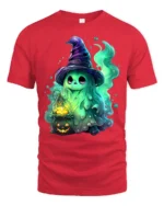 Cute Witch Ghost Funny Halloween Spirit T-Shirt - red t-shirt on white background