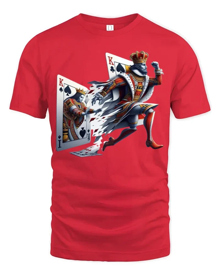 Breaking King Ace Card Poker T-Shirt Graphic - red t-shirt on white background