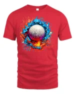 Splash Golf Colorful Golf Ball Graphic T-Shirt - red t-shirt on white background