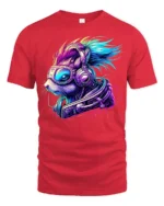 Cyber Squirrel Futuristic Animal Graphic T-Shirt - red t-shirt on white background