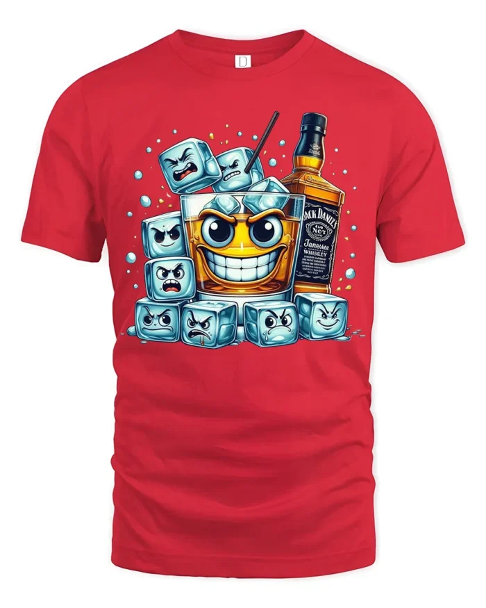 Whiskey Mood Funny Drink Ice Cube T-Shirt - red t-shirt on white background