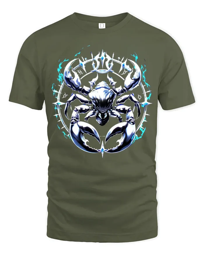 Astrology Cancer Horoscope Crab T-Shirt Gift - military green t-shirt on white background