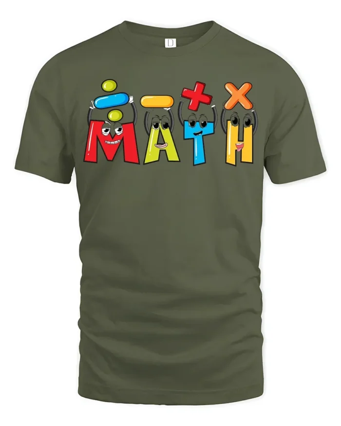 Funny Math Symbols Cool Teacher Student T-Shirt - military green t-shirt on white background