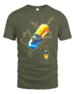 Enchanted Pill T-Shirt Whimsical Capsule Lantern - military green t-shirt on white background