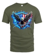 American Eagle Shield Tee Patriotic USA T-Shirt - military green t-shirt on white background