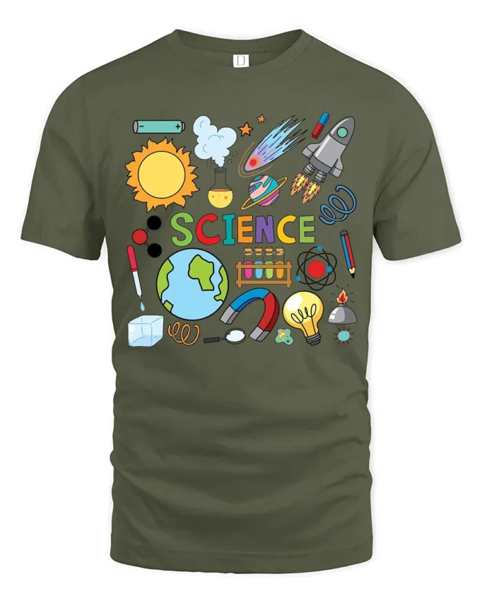 Science Fun Cool STEM Learning T-Shirt Gift - military green t-shirt on white background