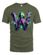 Mysterious W Joker Unique Villain Letter Shirt - military green t-shirt on white background