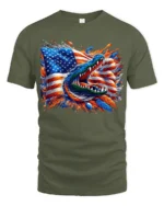 American Gator Tee Patriotic Alligator Flag T-Shirt - military green t-shirt on white background