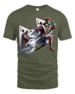 Breaking King Ace Card Poker T-Shirt Graphic - military green t-shirt on white background