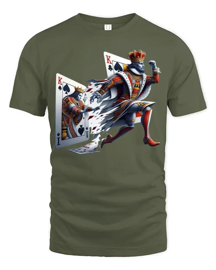 Breaking King Ace Card Poker T-Shirt Graphic - military green t-shirt on white background
