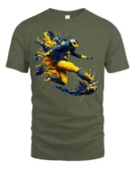 Michigan Wolverines Splash Football Fan T-Shirt - military green t-shirt on white background