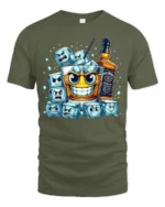 Whiskey Mood Funny Drink Ice Cube T-Shirt - military green t-shirt on white background