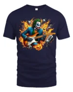 Joker Guitar Hero Funny Villain Music T-Shirt - navy t-shirt on white background