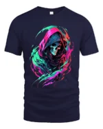 Neon Reaper Colorful Grim Reaper Graphic T-Shirt - navy t-shirt on white background