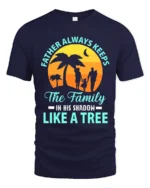 Father Like A Tree Strong Dad Family T-Shirt - navy t-shirt on white background