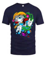 Groovy Clown T-Shirt Cool Cartoon Peace Sign Tee - navy t-shirt on white background