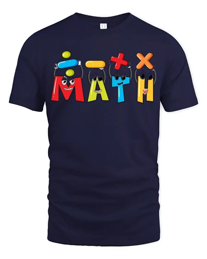 Funny Math Symbols Cool Teacher Student T-Shirt - navy t-shirt on white background