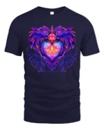 Mystic Heart Tee Intricate Colorful Heart Design - navy t-shirt on white background