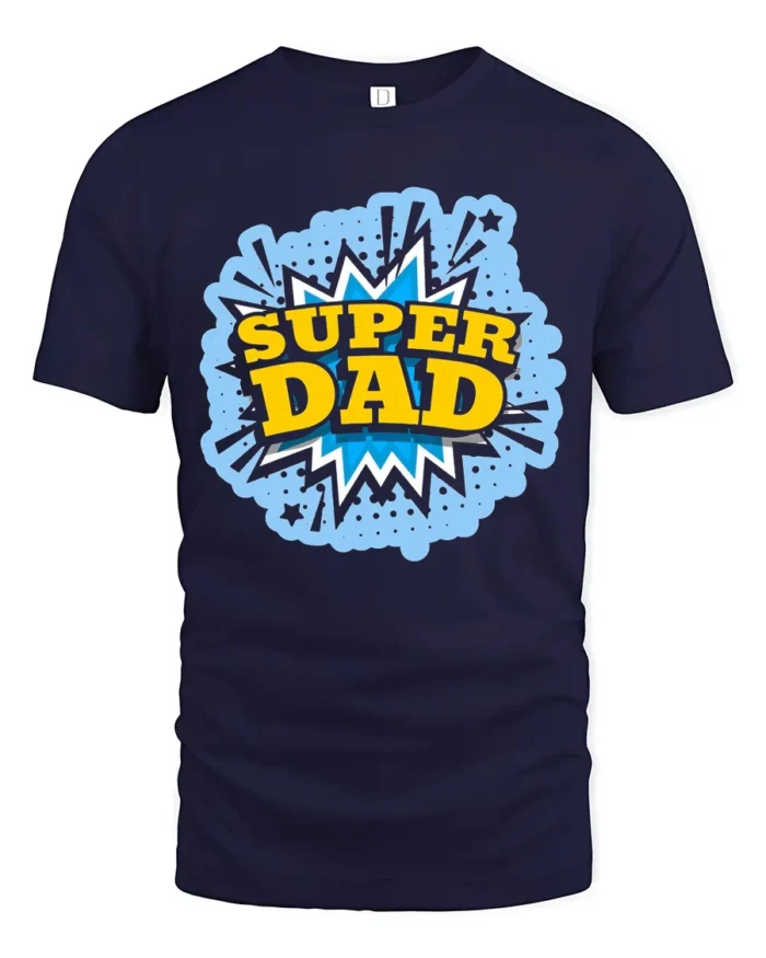 Super Dad Comic Hero Father’s Day T-Shirt - navy t-shirt on white background