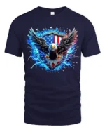 American Eagle Shield Tee Patriotic USA T-Shirt - navy t-shirt on white background