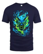 Neon Demon Face Colorful Monster Graphic T-Shirt - navy t-shirt on white background