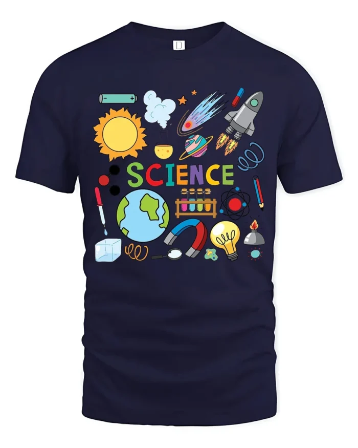 Science Fun Cool STEM Learning T-Shirt Gift - navy t-shirt on white background
