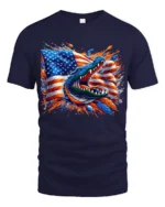 American Gator Tee Patriotic Alligator Flag T-Shirt - navy t-shirt on white background