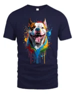 Colorful Bully Tee American Bully Dog Art T-Shirt - navy t-shirt on white background