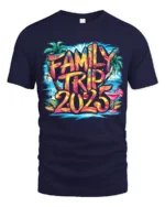 2025 Family Vacation T-Shirt Summer Trip Tee - navy t-shirt on white background