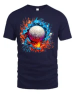 Splash Golf Colorful Golf Ball Graphic T-Shirt - navy t-shirt on white background