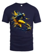 Michigan Wolverines Splash Football Fan T-Shirt - navy t-shirt on white background