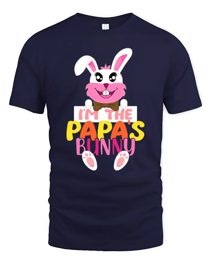 I’m Papa’s Bunny T-Shirt Funny Easter Dad Tee - navy t-shirt on white background