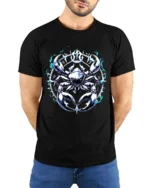 Astrology Cancer Horoscope Crab T-Shirt Gift - model wearing black shirt, hands behind back