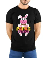 I’m Papa’s Bunny T-Shirt Funny Easter Dad Tee - model wearing black shirt, hands behind back