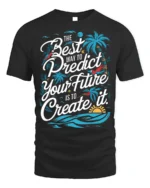Create Your Future Motivational T-shirt with Tropical Print - black t-shirt on white background