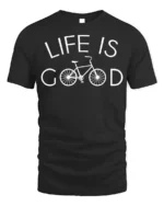 Life Is Good Bicycle Graphic T-shirt for Cycling Lovers - black t-shirt on white background
