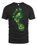 Eco Footprint T-shirt with Recycle and Green Energy Icons - black t-shirt on white background