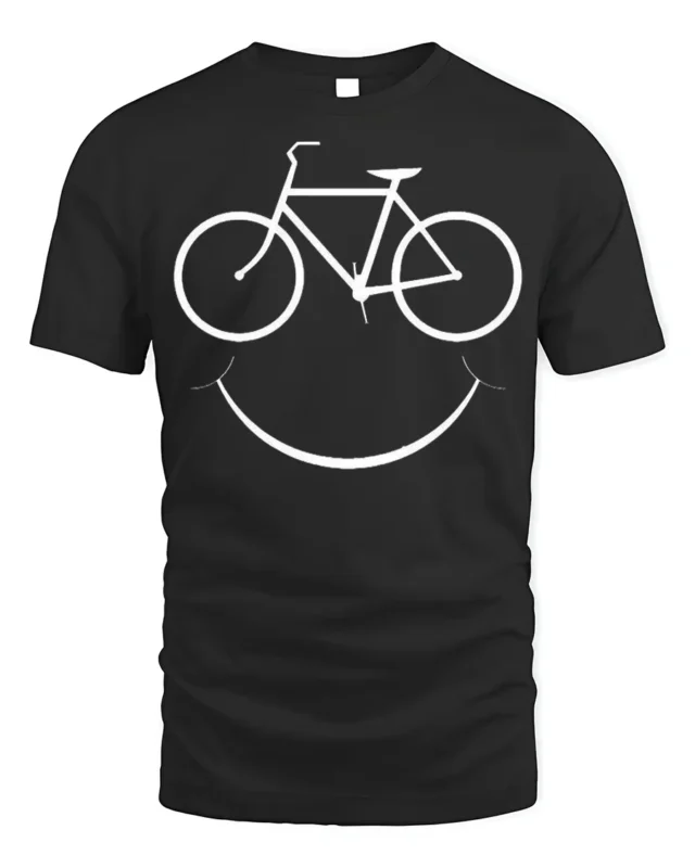 Bike Smile T-Shirt Minimalist Cycling Tee for Bikers - black t-shirt on white background