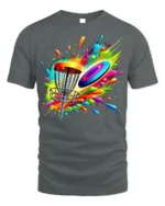 Color Splash Disc Golf T-Shirt Vibrant Flying Disc - gray t-shirt on white background