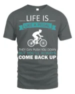 Life Is Like A Pedal Quote T-Shirt Motivational Cycling - gray t-shirt on white background