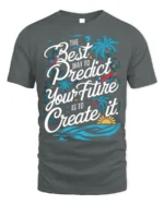 Create Your Future Motivational T-shirt with Tropical Print - gray t-shirt on white background